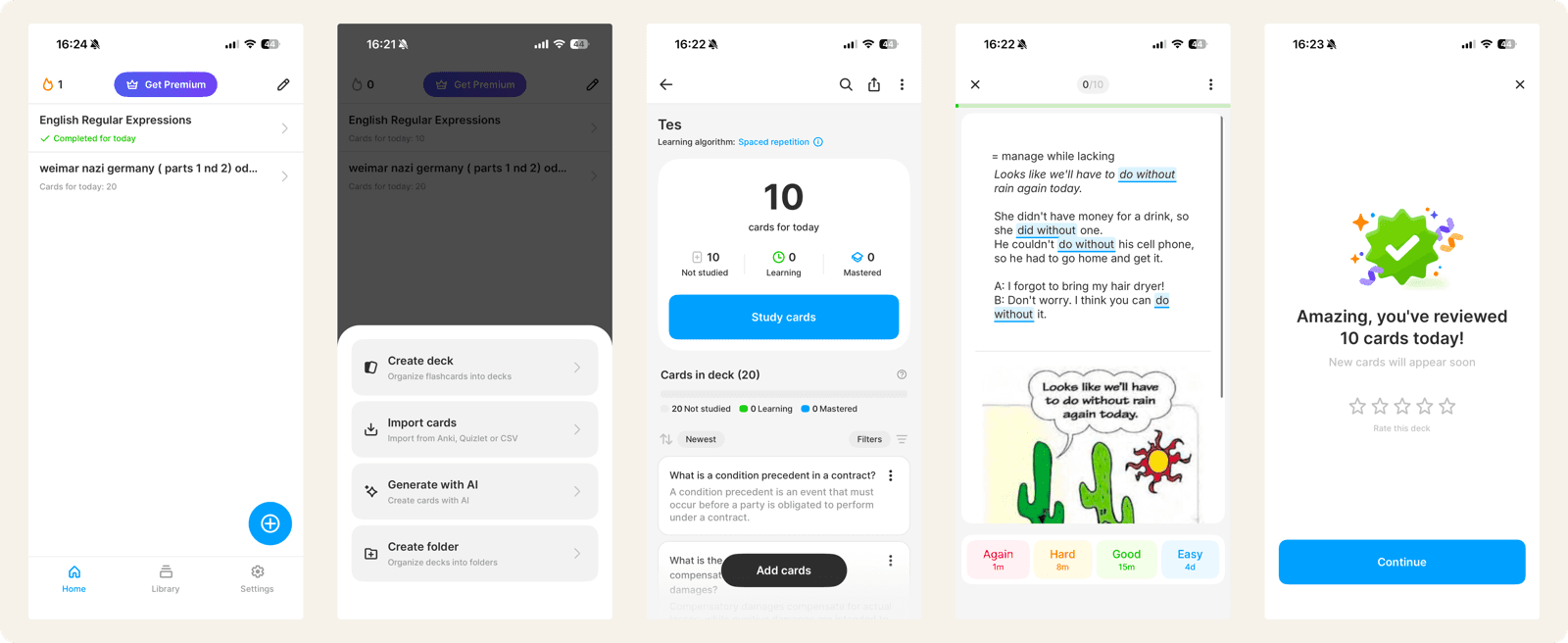 Noji flashcard study interface